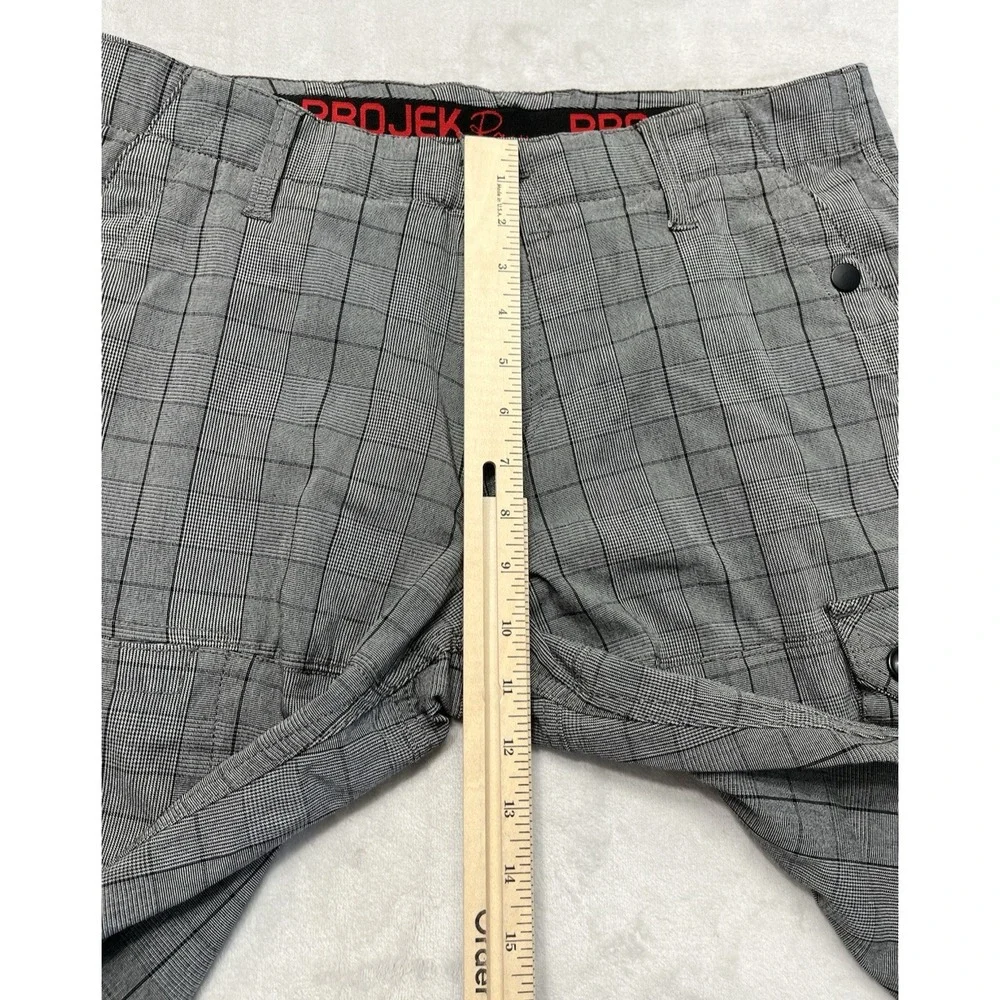 Projek Raw Act I Flex Cargo Short Men 33 Gray Plaid Stretch 12'' inseam Outdoor